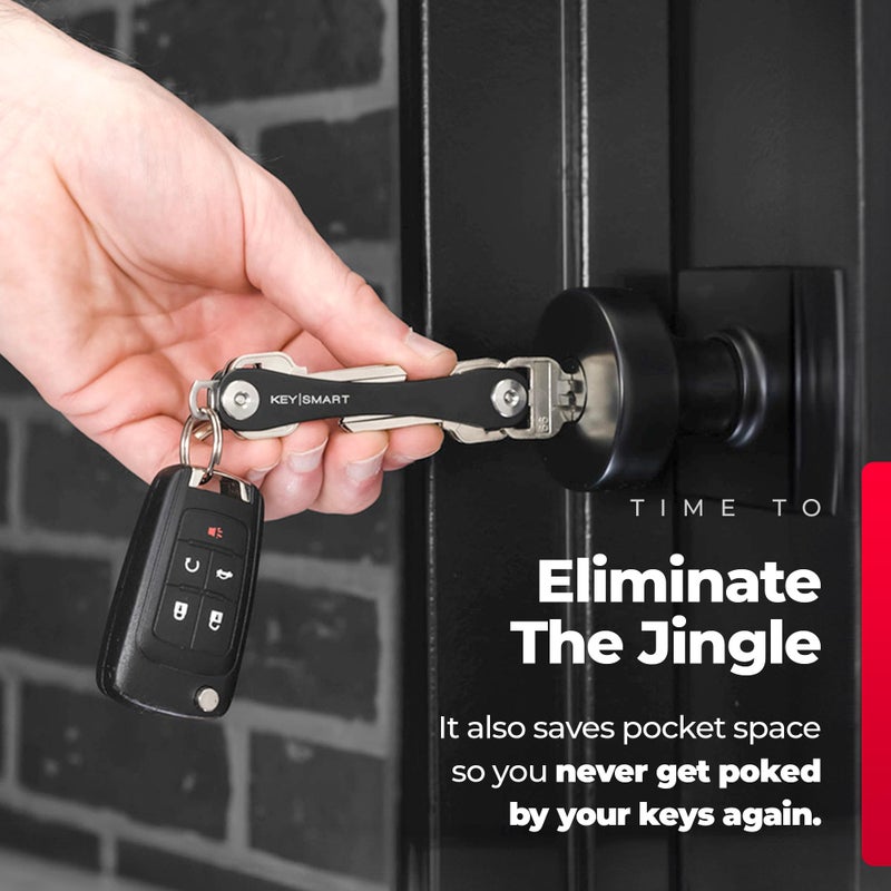 key smart كي سمارت فليكس - حامل مفاتيح لسلسلة المفاتيح، منظم مفاتيح مدمج لسلسلة المفاتيح، سلسلة مفاتيح خالية من الفوضى بأسلوب الحد الأدنى، أسود، 8 مفاتيح - Image 3